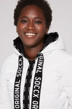 Damen CAMP DAVID & SOCCX Glänzende Steppjacke mit Samt-Optik