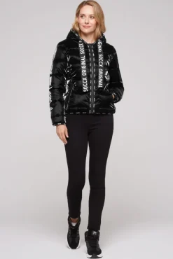 Damen CAMP DAVID & SOCCX Glänzende Steppjacke mit Samt-Optik