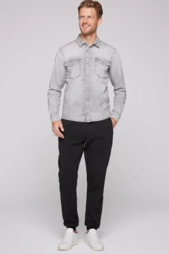 Herren CAMP DAVID & SOCCX Hemd aus Denim Regular Fit light grey bleached