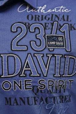 Herren CAMP DAVID & SOCCX Hemd mit Dobby-Struktur und Artworks denim blue | L
