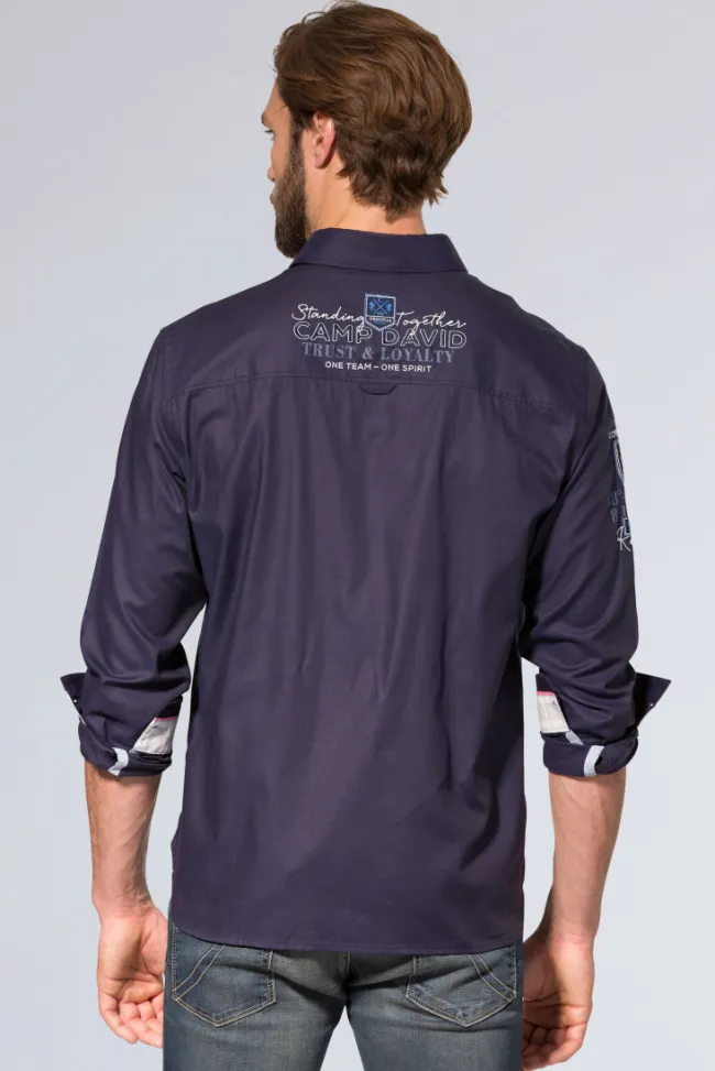 Herren CAMP DAVID & SOCCX Hemd mit Dobby-Struktur und Artworks blue navy