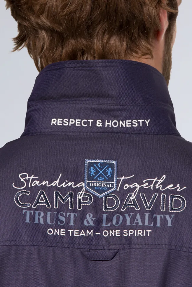 Herren CAMP DAVID & SOCCX Hemd mit Dobby-Struktur und Artworks blue navy