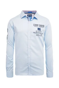 Herren CAMP DAVID & SOCCX Hemd mit Webstruktur und Artworks, Regular Fit light blue
