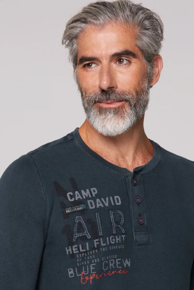 Herren CAMP DAVID & SOCCX Henley-Pullover Stone Washed blue navy