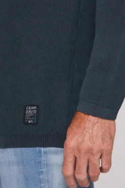 Herren CAMP DAVID & SOCCX Henley-Pullover Stone Washed blue navy