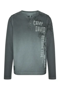 Herren CAMP DAVID & SOCCX Henley-Shirt aus Waffelpikee deep forest
