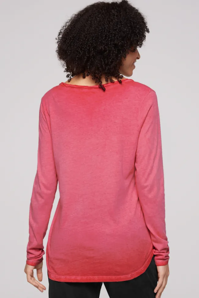 Damen CAMP DAVID & SOCCX Henley-Shirt mit Wording Glitter Print pinky red
