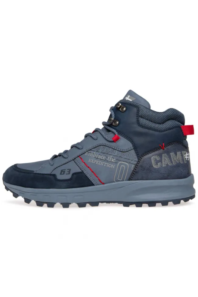 Herren CAMP DAVID & SOCCX High Top Hiking Sneaker mit Logo Artworks nordic blue