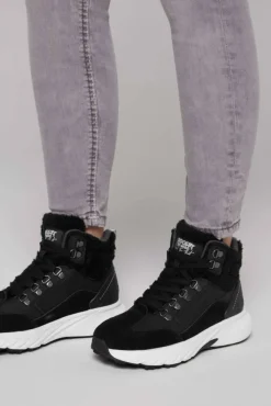 Damen CAMP DAVID & SOCCX High Top Sneaker mit Kunstfell-Details