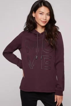 Damen CAMP DAVID & SOCCX Hoodie aus Interlock mit Artwork und Tapes deep plum