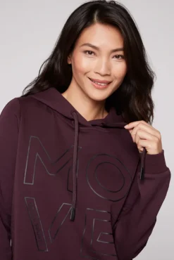 Damen CAMP DAVID & SOCCX Hoodie aus Interlock mit Artwork und Tapes deep plum