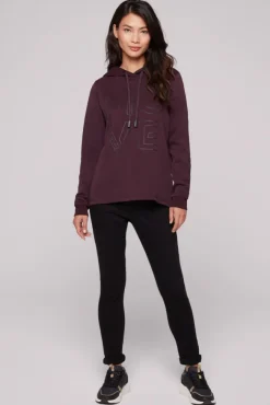 Damen CAMP DAVID & SOCCX Hoodie aus Interlock mit Artwork und Tapes deep plum
