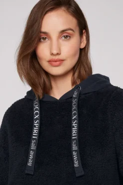 Damen CAMP DAVID & SOCCX Hoodie aus Teddyplüsch mit Sweatkapuze blue navy