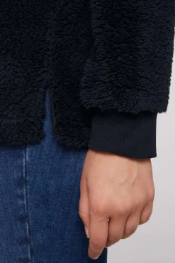 Damen CAMP DAVID & SOCCX Hoodie aus Teddyplüsch mit Sweatkapuze blue navy