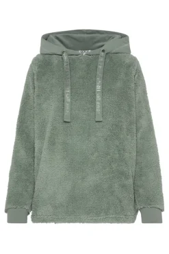 Damen CAMP DAVID & SOCCX Hoodie aus Teddyplüsch mit Sweatkapuze muted aqua