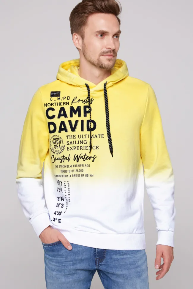 Herren CAMP DAVID & SOCCX Hoodie Dip Dye mit Artworks light lime