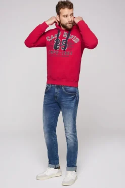 Herren CAMP DAVID & SOCCX Hoodie mit Artwork im Retro-Style royal red