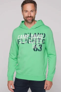 Herren CAMP DAVID & SOCCX Hoodie mit Spray-Effekt-Artwork regatta green