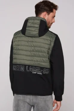 Herren CAMP DAVID & SOCCX 2-in-1  Softshelljacke mit abtrennbaren Ärmeln forest khaki / black