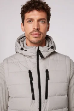 Herren CAMP DAVID & SOCCX 2-in-1 Steppweste mit abtrennbaren Ärmeln light grey