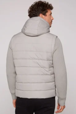 Herren CAMP DAVID & SOCCX 2-in-1 Steppweste mit abtrennbaren Ärmeln light grey
