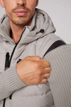 Herren CAMP DAVID & SOCCX 2-in-1 Steppweste mit abtrennbaren Ärmeln light grey
