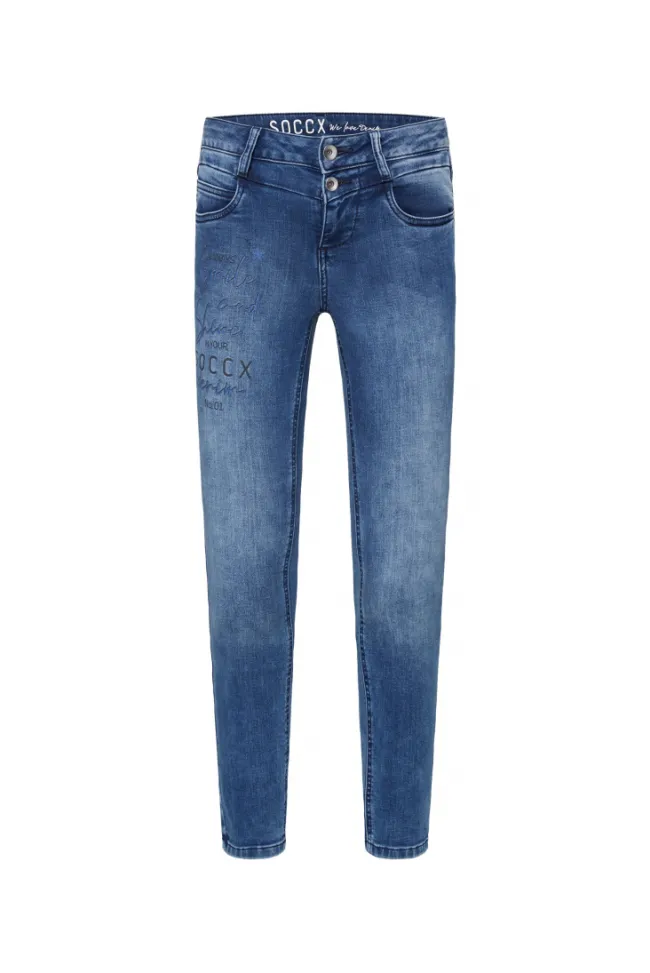 Damen CAMP DAVID & SOCCX Jeans MI:RA Slim Fit blue printed jogg