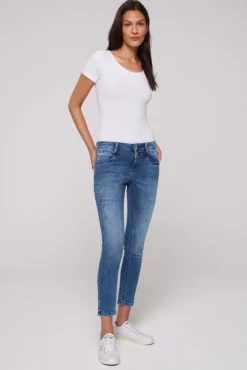 Damen CAMP DAVID & SOCCX Jeans MI:RA Slim Fit blue printed jogg