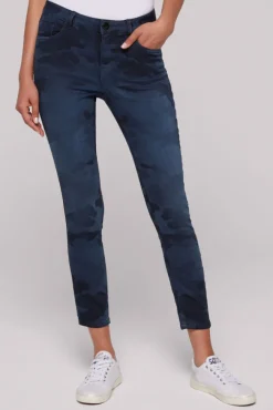 Damen CAMP DAVID & SOCCX Jeans MI:RA Slim Fit blue camouflage