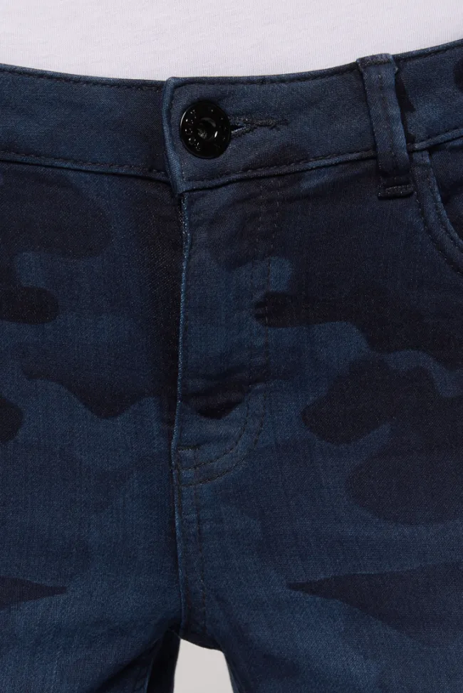 Damen CAMP DAVID & SOCCX Jeans MI:RA Slim Fit blue camouflage