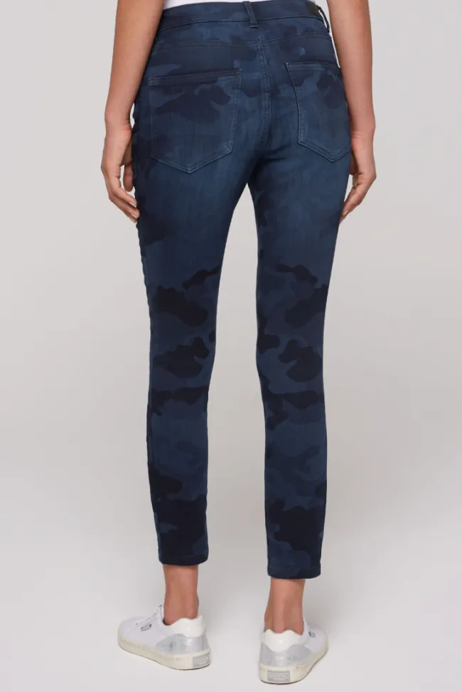 Damen CAMP DAVID & SOCCX Jeans MI:RA Slim Fit blue camouflage