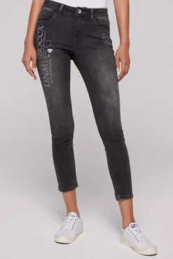Damen CAMP DAVID & SOCCX Jeans MI:RA Slim Fit jogg grey printed