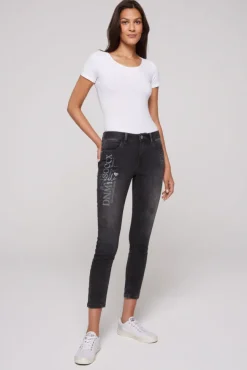 Damen CAMP DAVID & SOCCX Jeans MI:RA Slim Fit jogg grey printed