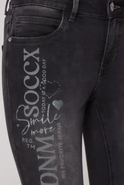 Damen CAMP DAVID & SOCCX Jeans MI:RA Slim Fit jogg grey printed