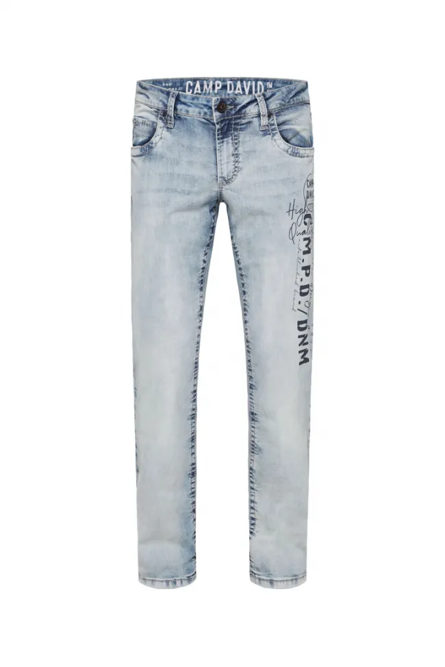 Herren CAMP DAVID & SOCCX Jeans NI:CO Regular Fit mid blue printed