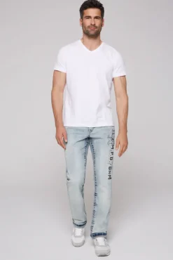 Herren CAMP DAVID & SOCCX Jeans NI:CO Regular Fit mid blue printed