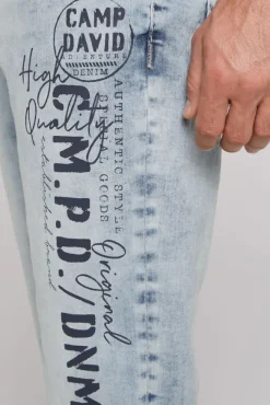 Herren CAMP DAVID & SOCCX Jeans NI:CO Regular Fit mid blue printed