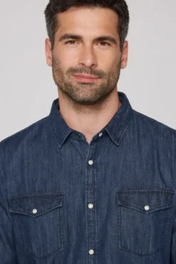 Herren CAMP DAVID & SOCCX Jeanshemd Regular Fit blue vintage