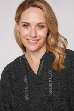 Damen CAMP DAVID & SOCCX Kapuzenpullover aus Flauschstrick