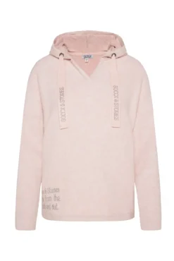 Damen CAMP DAVID & SOCCX Kapuzenpullover aus Flauschstrick rose blush