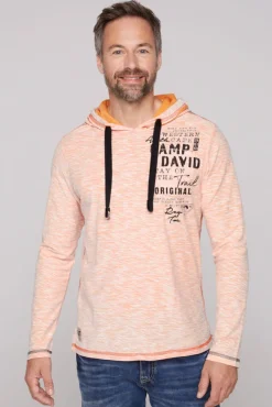 Herren CAMP DAVID & SOCCX Kapuzenshirt mit Brusttasche und Logo Print sunrise orange
