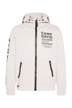 Herren CAMP DAVID & SOCCX Kapuzensweatjacke im Materialmix mit Rubber Prints