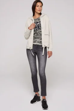 Damen CAMP DAVID & SOCCX Kapuzensweatjacke mit einer Klappentasche stone beige
