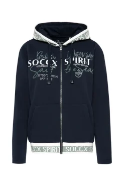 Damen CAMP DAVID & SOCCX Kapuzensweatjacke mit Intarsia-Logo-Details blue navy