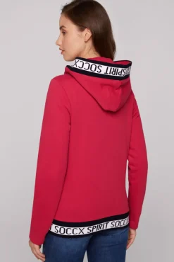 Damen CAMP DAVID & SOCCX Kapuzensweatjacke mit Intarsia-Logo-Details clear red