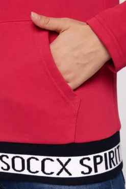 Damen CAMP DAVID & SOCCX Kapuzensweatjacke mit Intarsia-Logo-Details clear red