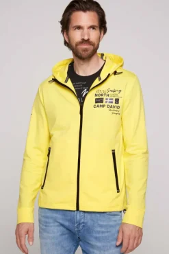 Herren CAMP DAVID & SOCCX Kapuzensweatjacke mit Label-Applikationen light lime