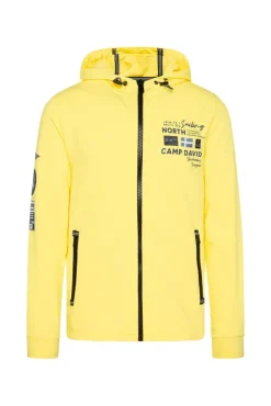 Herren CAMP DAVID & SOCCX Kapuzensweatjacke mit Label-Applikationen light lime