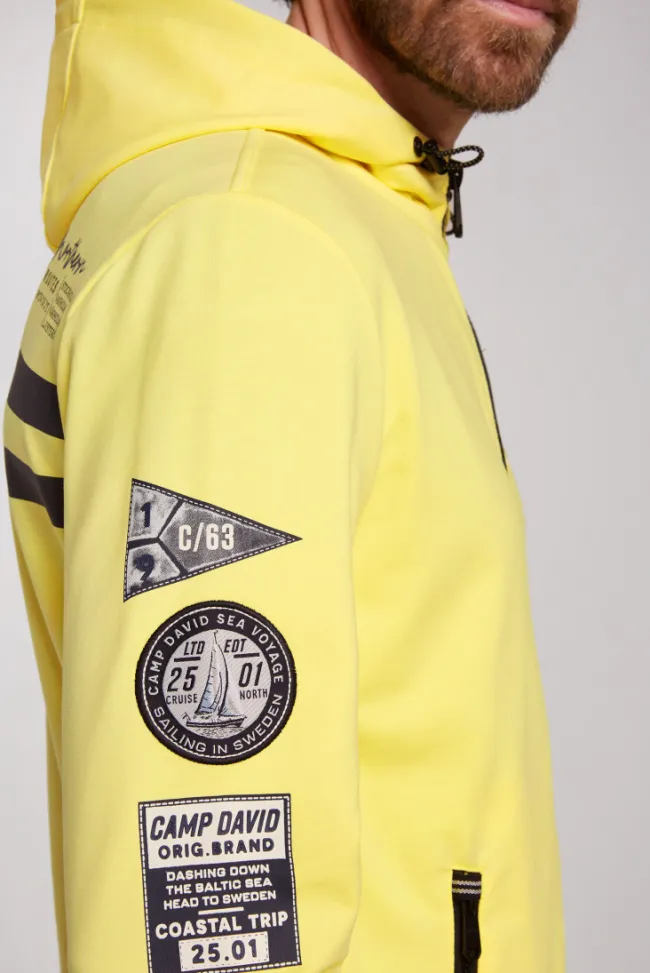 Herren CAMP DAVID & SOCCX Kapuzensweatjacke mit Label-Applikationen light lime