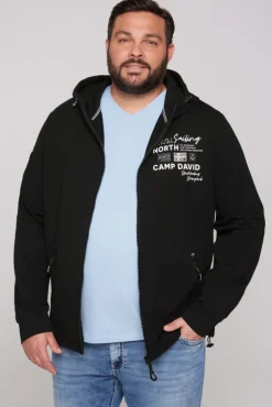Herren CAMP DAVID & SOCCX Kapuzensweatjacke mit Label-Applikationen